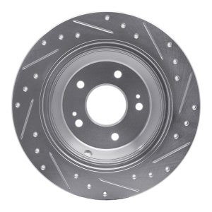 Genesis G80 Brake Rotor (1) - Rear Left - R1 Concepts - Drilled & Slotted - Silver - `09-`20